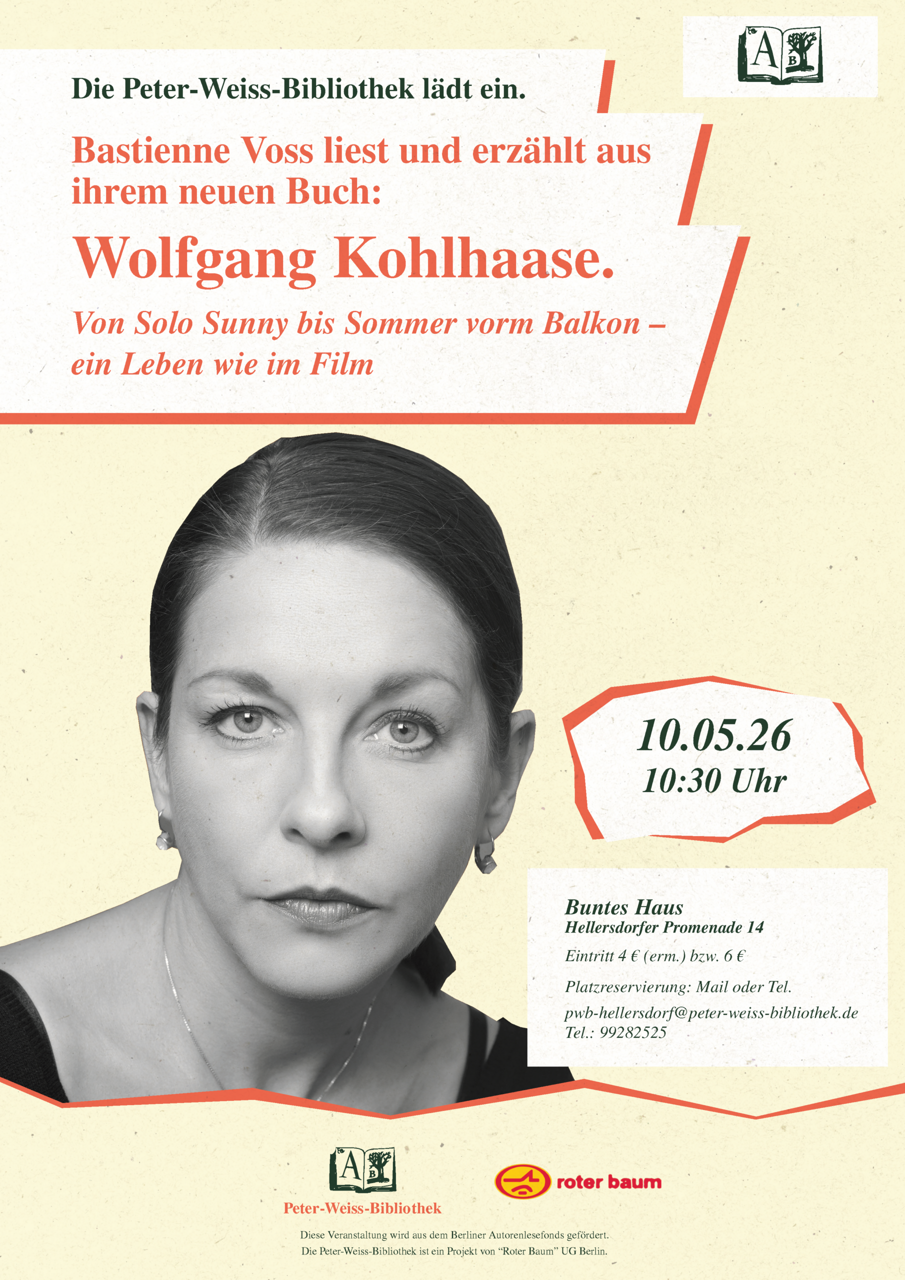 Veranstaltungsposter Lesung Bastienne Voss